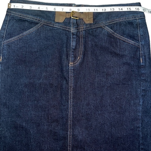 {EUC Ralph Lauren Jeans Company Premium Dark Denim Skirt Leather Details Size 8} - Picture 6 of 7
